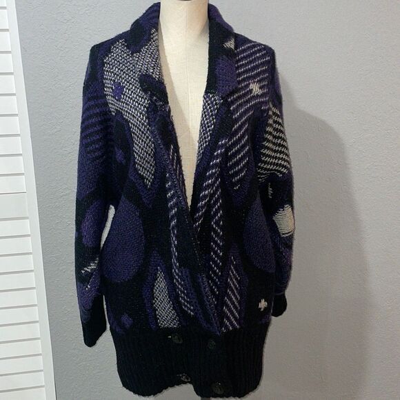 Vintage 1988 Gallery Women’s Chunky Mohair Blend Cardigan size S w/tag & receipt - Picture 1 of 10